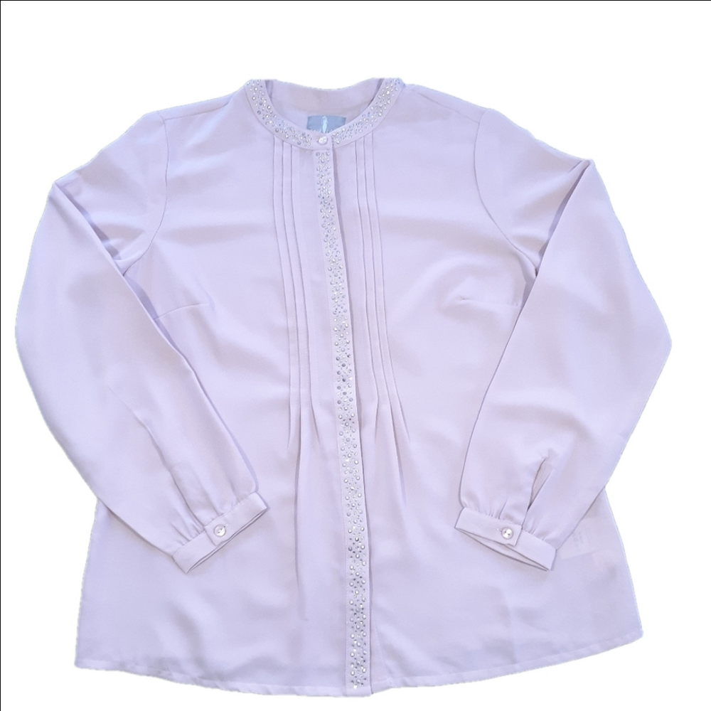 Fair Lady Blouse with Rhinestone Details Pale Pink Size 8